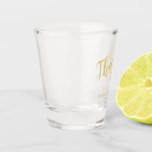 'Dank u' Modern Script Gold Wedding Favor Shot Glas (Links)