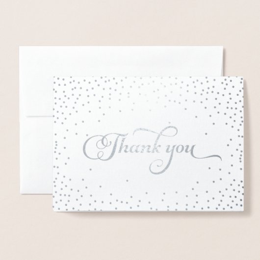 Dank u Modern Silver Foil Confetti Stippen Folie Kaarten (Voorkant met envelop)