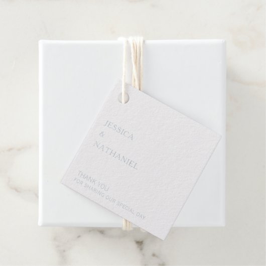 Dank u Modern Simple Silver Foil Wedding Bedankjes Labels (Met doos)