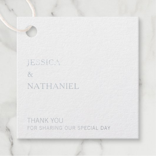 Dank u Modern Simple Silver Foil Wedding Bedankjes Labels (Voorkant)
