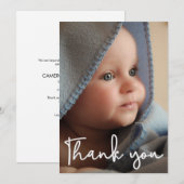 Dank u Modern Vertical Baby Foto geboorte Aankondiging (Voorkant / Achterkant)
