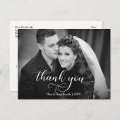 Dank u Modern Wedding Briefkaart | Elegant Script (Voorkant / Achterkant)