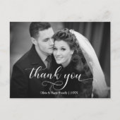 Dank u Modern Wedding Briefkaart | Elegant Script (Voorkant)