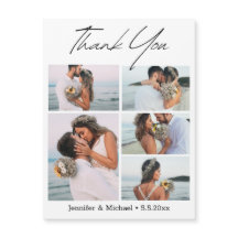 dank u moderne 5 foto's collage bruiloft magneet