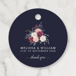 Dank u moderne Bourgondische Floral bruiloft marin Bedankjes Labels