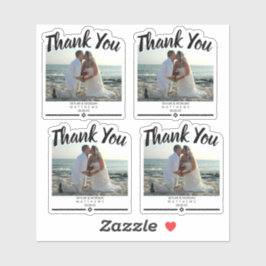 Dank u moderne bruiloft foto zwart vinyl sticker