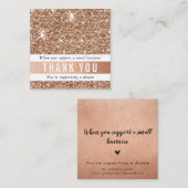 DANK U moderne chic glam luxe roos gouden glitter Vierkante Visitekaartje (Voorkant / Achterkant)