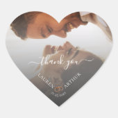 Dank u, moderne chique ultra minimale foto bruilof hart sticker (Voorkant)