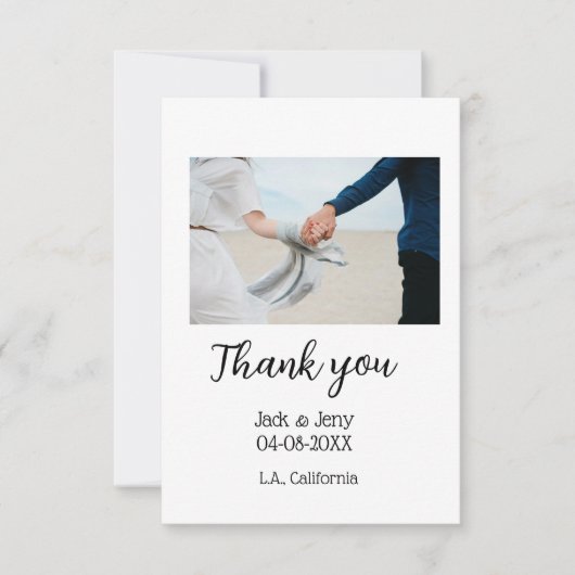 Dank u moderne eenvoudige bruiloft paar naam beric bedankkaart (Voorkant)