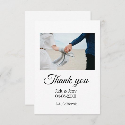 Dank u moderne eenvoudige bruiloft paar naam beric bedankkaart (Voorkant / Achterkant)
