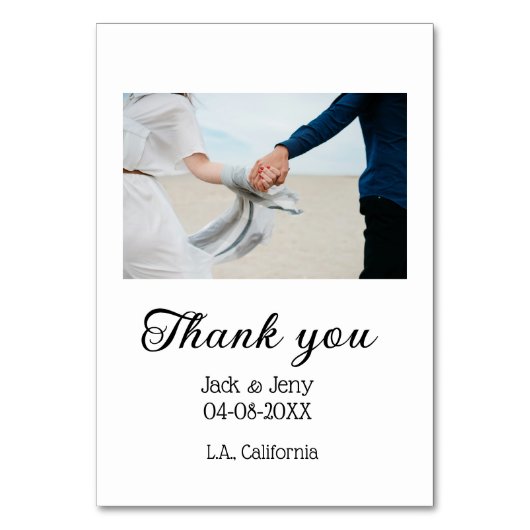 Dank u moderne eenvoudige bruiloft paar naam beric kaart (Voorkant)