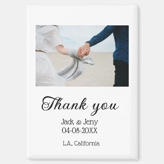 Dank u moderne eenvoudige bruiloft paar naam beric magneet (Voorkant)