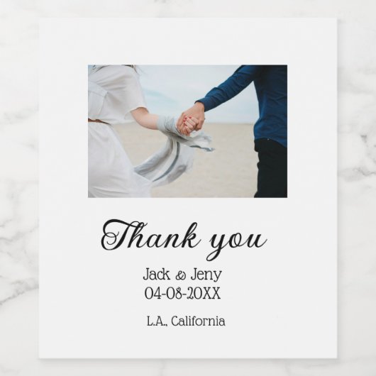 Dank u moderne eenvoudige bruiloft paar naam beric wijn etiket (Enkel label)