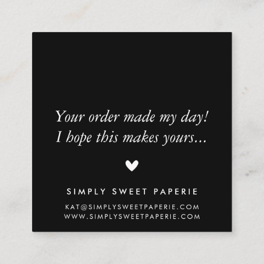 DANK U moderne eenvoudige gewaagde waterverf heet Vierkante Visitekaartje (Achterkant)