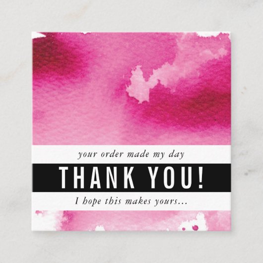 DANK U moderne eenvoudige gewaagde waterverf heet  Vierkante Visitekaartje (Voorkant)