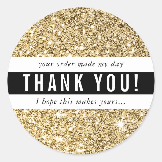 DANK U moderne eenvoudige glam luxe gouden glitter Ronde Sticker (Voorkant)