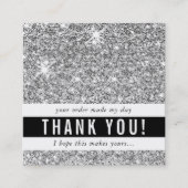 DANK U moderne eenvoudige glam luxe zilveren glitt Vierkante Visitekaartje (Voorkant)