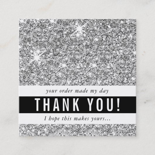 DANK U moderne eenvoudige glam luxe zilveren glitt Vierkante Visitekaartje (Voorkant)