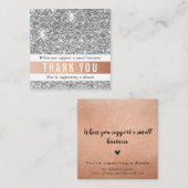 DANK U moderne eenvoudige glam luxe zilveren glitt Vierkante Visitekaartje (Voorkant / Achterkant)