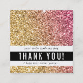 DANK U moderne eenvoudige luxe gouden roze glitter Vierkante Visitekaartje (Voorkant)