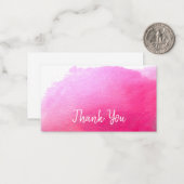 Dank U moderne eenvoudige roze waterverf kunst Notitiekaartje (Voorkant / Achterkant in situ)