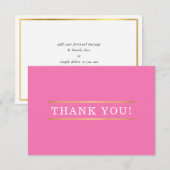 DANK U moderne eenvoudige snoep roze gouden detail Bedankkaart (Voorkant / Achterkant)