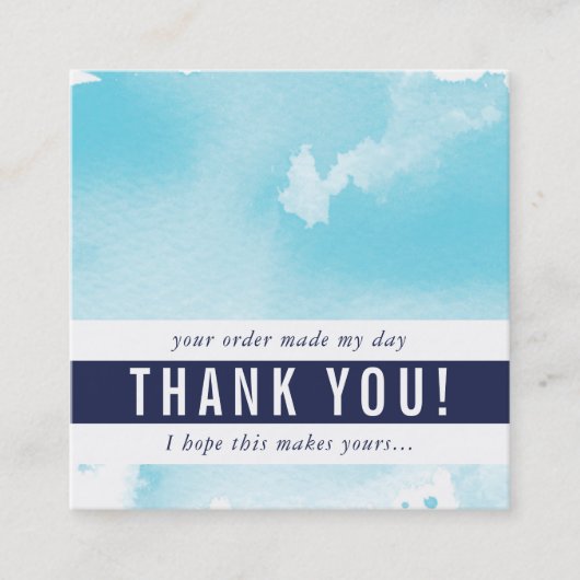 DANK U moderne eenvoudige waterverf cool aqua blau Vierkante Visitekaartje (Voorkant)