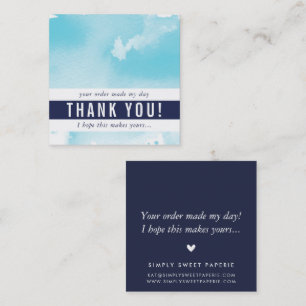 DANK U moderne eenvoudige waterverf cool aqua blau Vierkante Visitekaartje