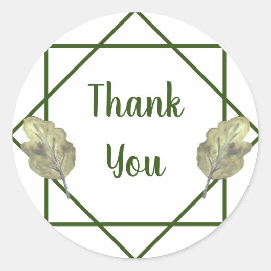 Dank u Moderne Geometrische Waterverf Foliage Ronde Sticker (Voorkant)