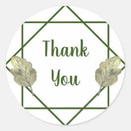 Dank u Moderne Geometrische Waterverf Foliage Ronde Sticker