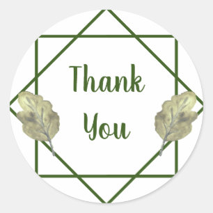 Dank u Moderne Geometrische Waterverf Foliage Ronde Sticker