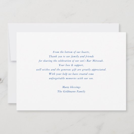 DANK U moderne gouden Joodse ster koninklijk blauw Bedankkaart (Achterkant)