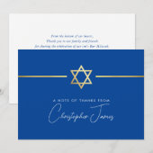 DANK U moderne gouden Joodse ster koninklijk blauw Bedankkaart (Voorkant / Achterkant)