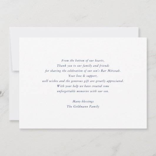 DANK U moderne gouden Joodse ster marineblauw Bedankkaart (Achterkant)