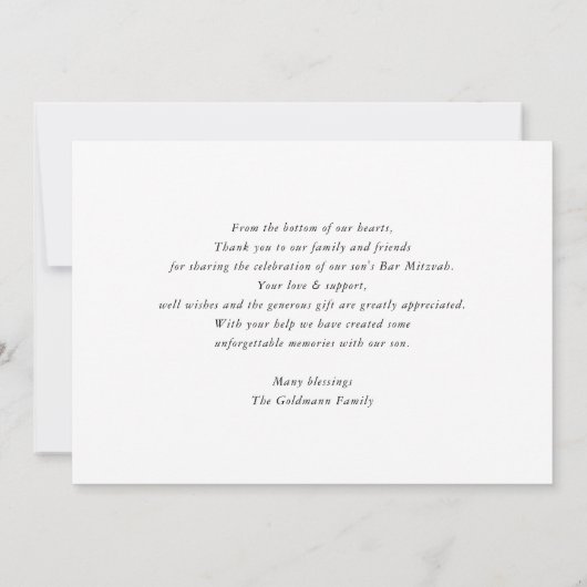 DANK U moderne gouden Joodse ster zwart wit Bedankkaart (Achterkant)