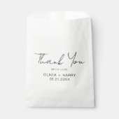 Dank u moderne handschrift witte bruiloft bedankzakje (Voorkant)