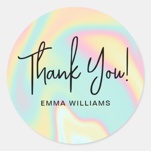 Dank u Moderne Holographic Classic Round Sticker (Voorkant)