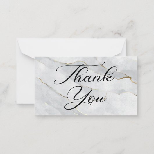 Dank u moderne kalligrafie bruiloft marmer notitiekaartje (Voorkant)