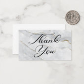 Dank u moderne kalligrafie bruiloft marmer notitiekaartje (Voorkant / Achterkant in situ)