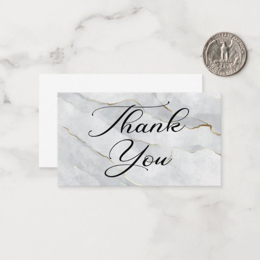 Dank u moderne kalligrafie bruiloft marmer notitiekaartje (Voorkant / Achterkant in situ)