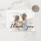 dank u moderne kalligrafie bruiloft vervaagd foto notitiekaartje (Voorkant / Achterkant in situ)