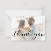 dank u moderne kalligrafie bruiloft vervaagd foto notitiekaartje (Voorkant)
