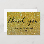 Dank u, moderne kalligrafie gouden glitters bruilo notitiekaartje (Voorkant / Achterkant)
