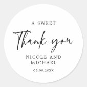 Dank u moderne kalligrafie gunst ronde sticker (Voorkant)