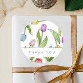 Dank u moderne kleurrijke tulp ronde sticker