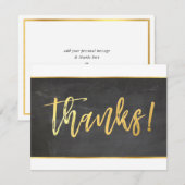 DANK U moderne koele grijze krijtbord gouden schri Bedankkaart (Voorkant / Achterkant)