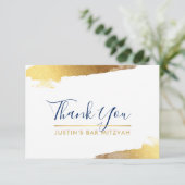 DANK U moderne luxe verguld goud marine blauw Bedankkaart (Staand voorkant)