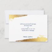 DANK U moderne luxe verguld goud marine blauw Bedankkaart (Achterkant)