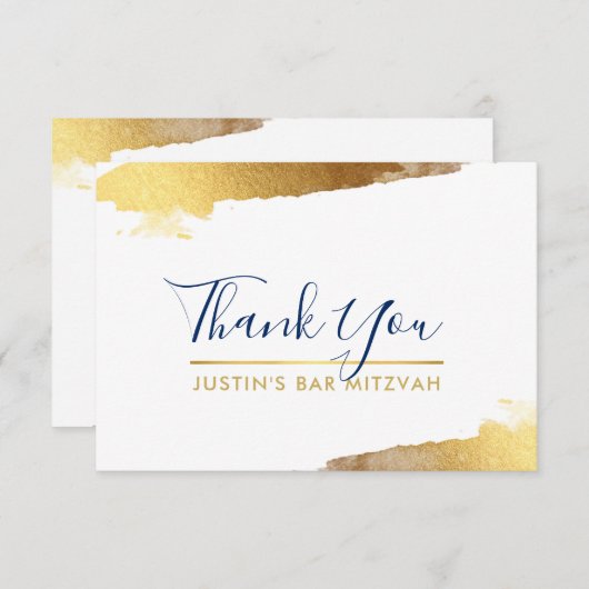 DANK U moderne luxe verguld goud marine blauw Bedankkaart (Voorkant / Achterkant)