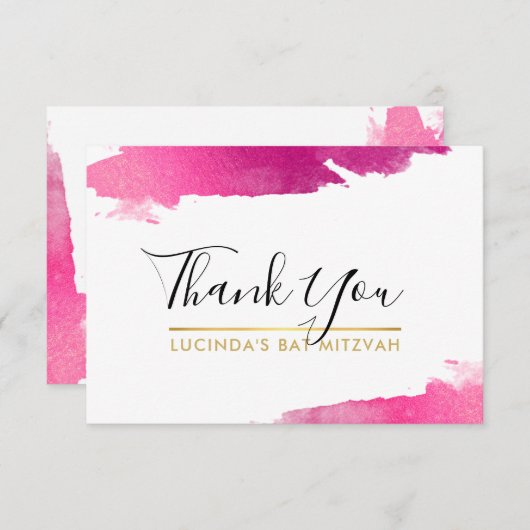 DANK U moderne luxe verguld goud roze zwart Bedankkaart (Voorkant / Achterkant)